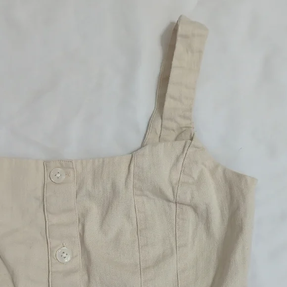 Banana Republic Denim Button Bustier Top, Color Ecru Size 2 - Picture 8 of 10